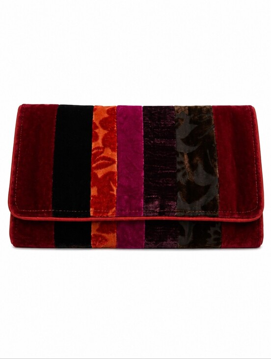 Vintage Handbags - Vintage Multicolor Velvet Striped Carpet Envelope Clutch